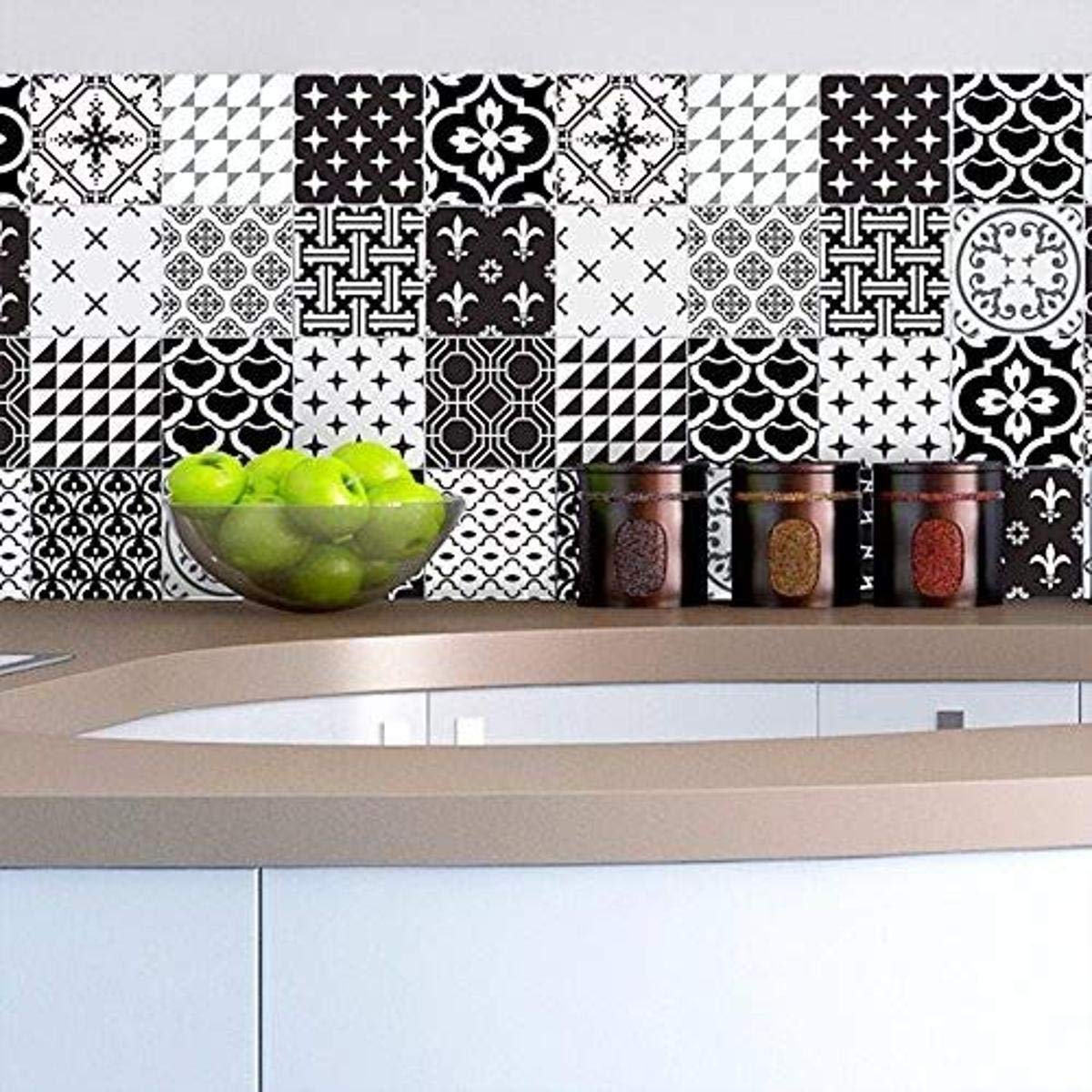 Ambiance Sticker Self-Adhesive Decorative Wall Decal Cement Tile for Bathroom and Kitchen Nuance de Gris - Pack of 9 Stickers of 15 x15 cm