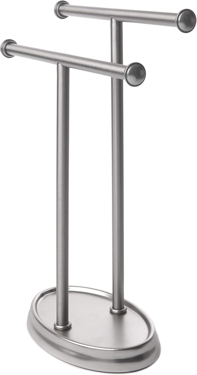 umbra towel set on Home Kitchen Modern Umbra Palm Double Hand Towel Tree Brushed Nickel 2 Towels Holder And Accessories Stand For Bathroom Vanities Durable Bars With Base Serves As A Jewelry Tray For Rings