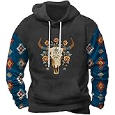 Zhyaj Classic Drawstring Hoodie for Men Classic Hooded Neck Long Floral Printed Sleeve Street Style Fall Sweatshirt with Kangaroo Pocket for Everydaywear