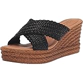 Bella Vita Made in Italy Women's Geo-italy Wedge Heeled Sandal, Black, 9