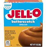 Jell-O Instant Pudding &amp; Pie Filling Mix, Butterscotch Flavored, Zero Sugar, Reduced Calorie, Fat Free, Quick &amp; Easy Dessert, 1 oz (Pack of 4)
