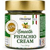 L'Oro Del Sud Pistachio Cream, Smooth Sicilian Pistachio Spread, 7 oz | 45% Pistachio Nuts with Sweet Pistachio Butter, Spreads on Bread, Croissants or Desserts, Product of Italy