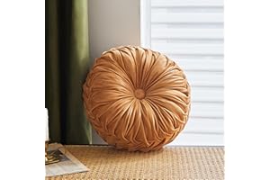 Round Velvet Wheel Pillow Pleated Floor Cushion, Decorative Throw Pillow for Cozy Reading Nooks, Couch, Bedroom, Office Chair