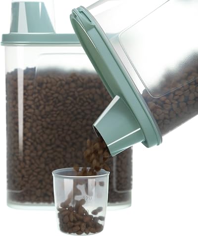 Citylife 2 Pack Dog Food Storage Container Airtight with Measuring Cup 2.3 L
