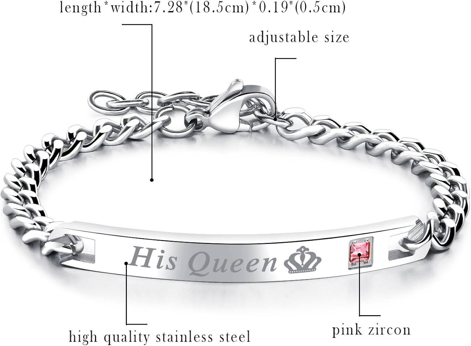 Cupimatch 2pcs King Queen Bracelets - Image 5