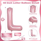 Lingqiang 40 Inch Pastel Pink L Foil Balloon Self Inflating 2 Pack view 2