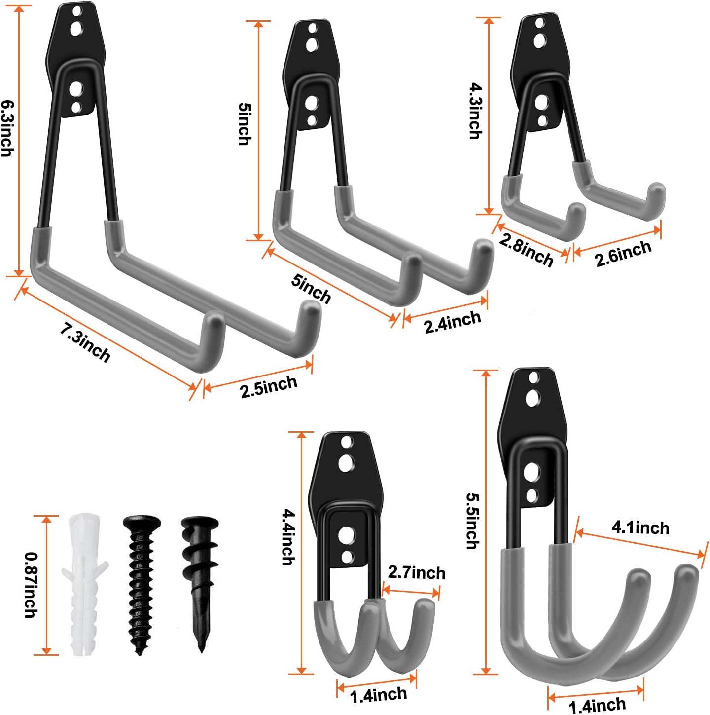 Garage Hooks, Inteli-topia Steel Garage Storage Hooks Utility Double Heavy Duty for Organizing Power Tools, Ladders, Bikes, Bulk Items, Pack of 10 - - 