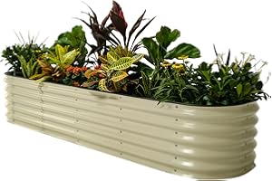 Vego garden Raised Garden Bed Kits, 17" Tall 9 in 1 8ft X 2ft Metal Raised Planter Bed for Vegetables Flowers Ground Planter Box-Pearl White