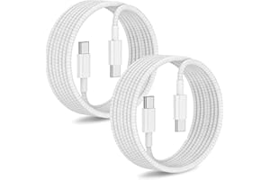 2Pack Type C to Type C Fast Charging Cord for iPhone16/15,USB C to USB C 10ft Nylon Braided Charger Cable for iPhone15 Pro Ma