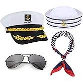 DPLin Yacht Captain Sailor Accessories Costume include Captains hats Men, Sailor Hat Women,Scarf, Sunglasses Halloween Dressing up Party