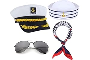 DPLin Yacht Captain Sailor Accessories Costume include Captains hats Men, Sailor Hat Women,Scarf, Sunglasses Halloween Dressing up Party