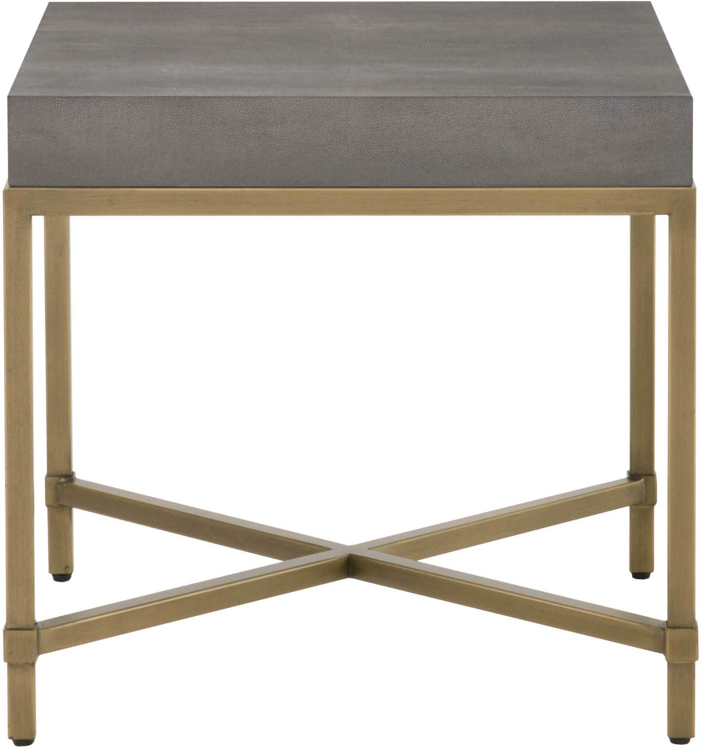 Star International Furniture Strand Shagreen End Table in Gray Shagreen and Brushed Gold