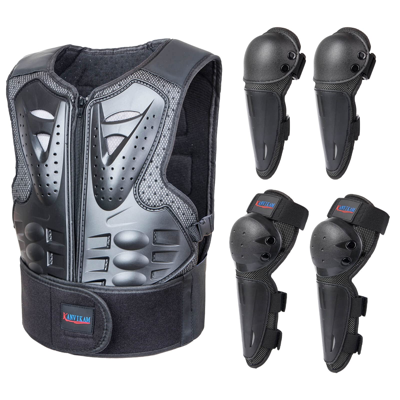 Photo 1 of Kids Motocross Vest for Dirt Bike ATV Skateboard,Children Body Armor Protection with Knee Pads Eblow Pads for Cycling Skating (Black)