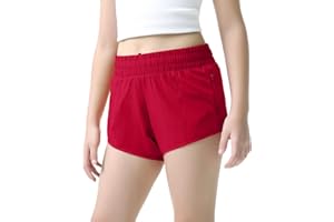 Aurefin Girls Lightweight Athletic Shorts, Quick Dry Running Shorts with Zip Pocket, Workout Sports Short for Teen Kids
