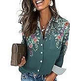 HOTOUCH Button Down Shirts for Women Long Sleeve Blouse Dressy Casual Business Work Tops with Pocket