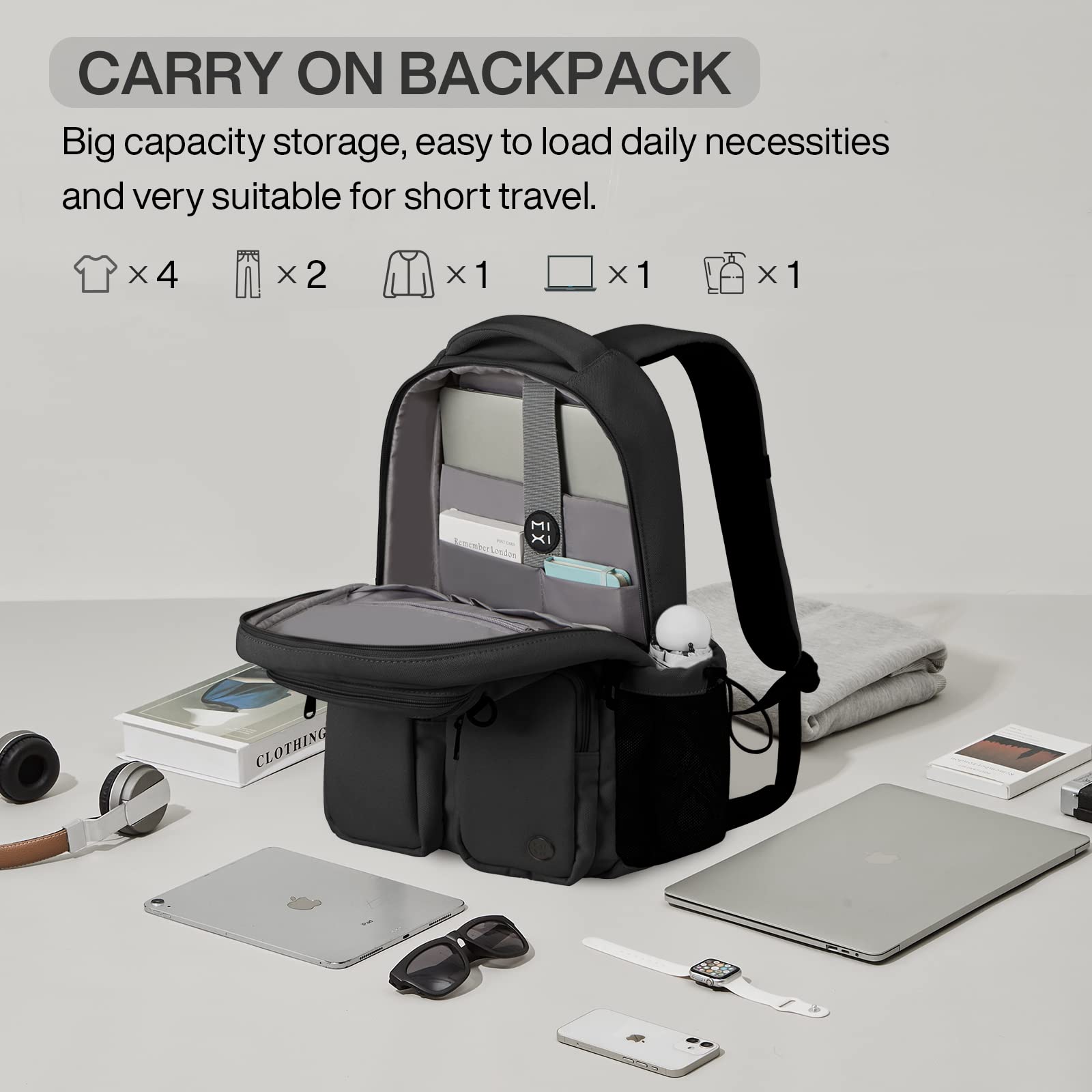 mixi Travel Laptop Backpack, Lightweight Durable School Bookbag Men Woman 15.6