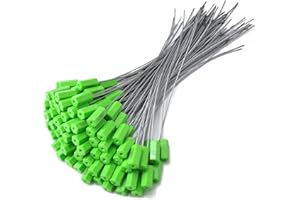 RASUNKAE 100pcs Security Marking Cable Seals Tamper Proof Steel Wire Seal Numbered Shipping Seals Disposable Pull Tight Self-Locking Cable Seal Truck, Cargo, Containers Seal Ties Straps (Green, 100pcs)