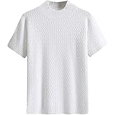OYOANGLE Men's Mock Turtleneck Short Sleeve Knitted Tops Business Work Dressy Casual T Shirts