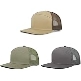 Qlauca Trucker Hats Mesh 7 Panel Snapback Hats Adjustable Blank Baseball Cap for Men and Women