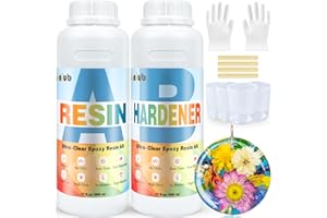 NIUB Epoxy Resin, 34oz/1000ML Resin and Hardener Kit- New Formulation for Crystal Clear, Safe and Non-Toxic Art Resin Kit - No Bubble, Self-Leveling and Easy for Beginners - Deep Pour Epoxy Resin