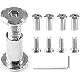 Jersvimc 10 Pair(20 Piece) M6x16mm Hex Drive Socket Cap Bolt with Allen Wrench, Silver Furniture Connector Bolts M6 Countersunk Screw Barrel Nuts Binding Screws for Crib Replacement Belt Cabinet