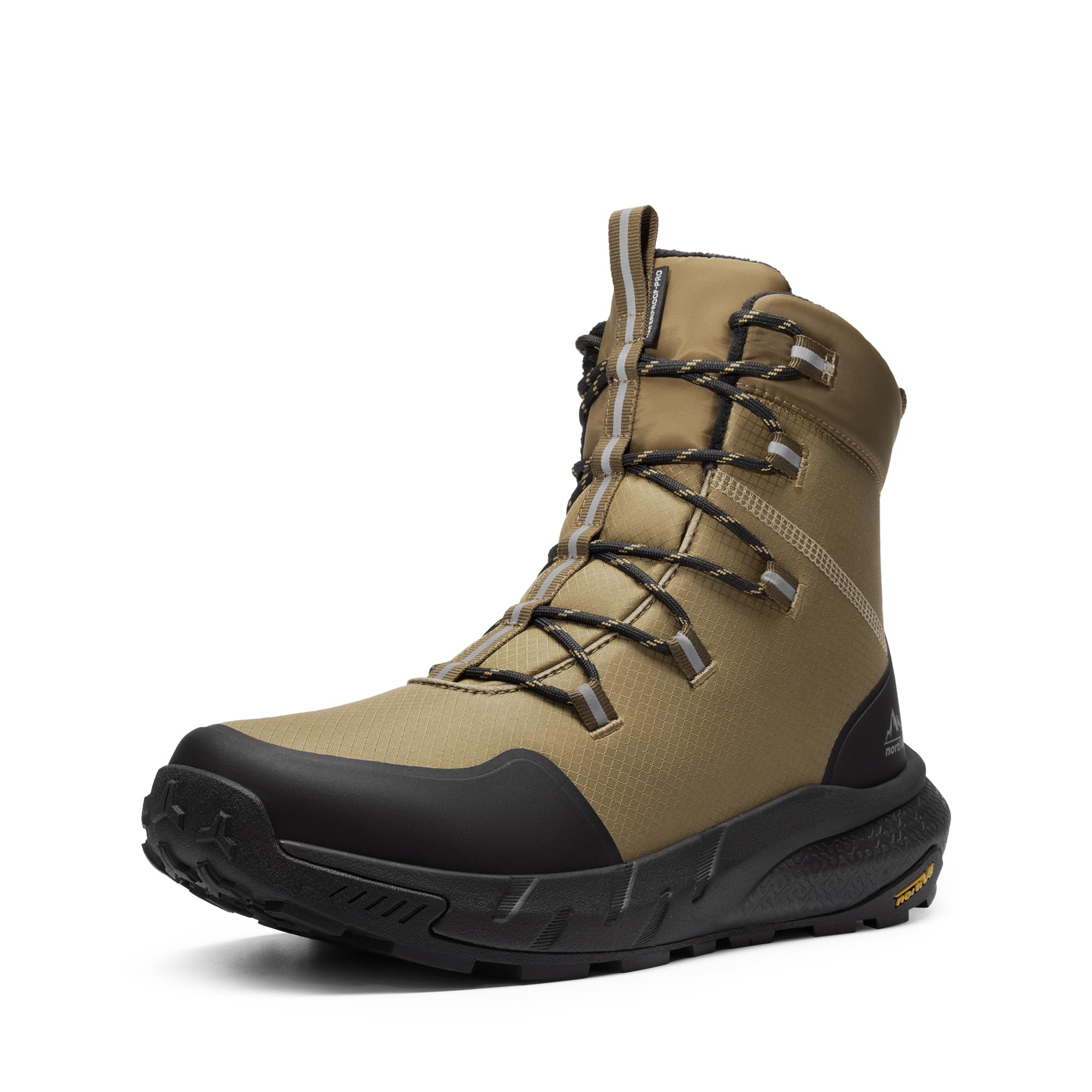 Photo 1 of NORTIV 8 Men's Wide Winter Boots Grip on Snow Ice Insulated Waterproof Lightweight Comfortable Hiking Outdoor Boots,Size 10W,Light Taupe,SNSB25006M-W