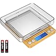 AMIR Digital Kitchen Scale, 500g Mini Pocket Jewelry Scale, Cooking Digital Food Scale with Back-Lit LCD Display, 2 Trays, 6 Units (Battery Included)