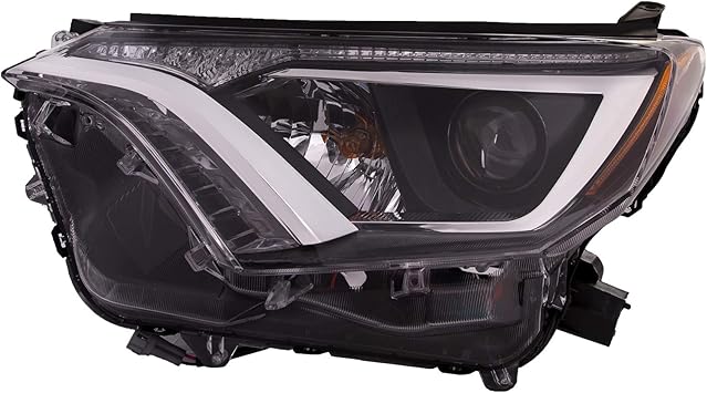 Amazon Com Headlightsdepot Black Housing Halogen Headlight Compatible With Toyota Rav4 16 18 Includes Left Driver Side Headlamp Without Bezel Usa Built Automotive