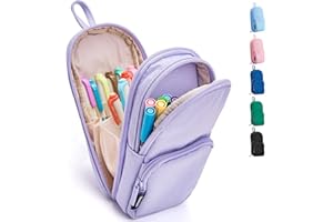 SPACEMATE Cute Pencil Case Pouch Bag School Supplies for Girls and Boys, Heavy Duty Canvas Aesthetic Pen Case, Large Big Capacity Zipper Stationery Bag, Purple, 1400ml