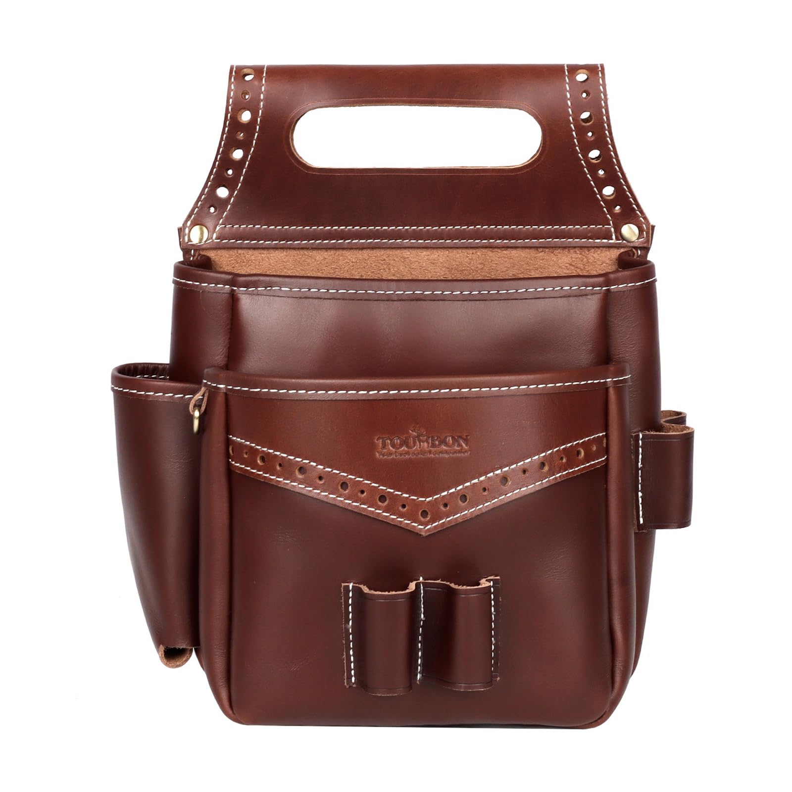 TOURBON Genuine Leather Cartridge Pouch for Shotgun Shooting Waist Belt Bag 12GA Ammo Storage Holder