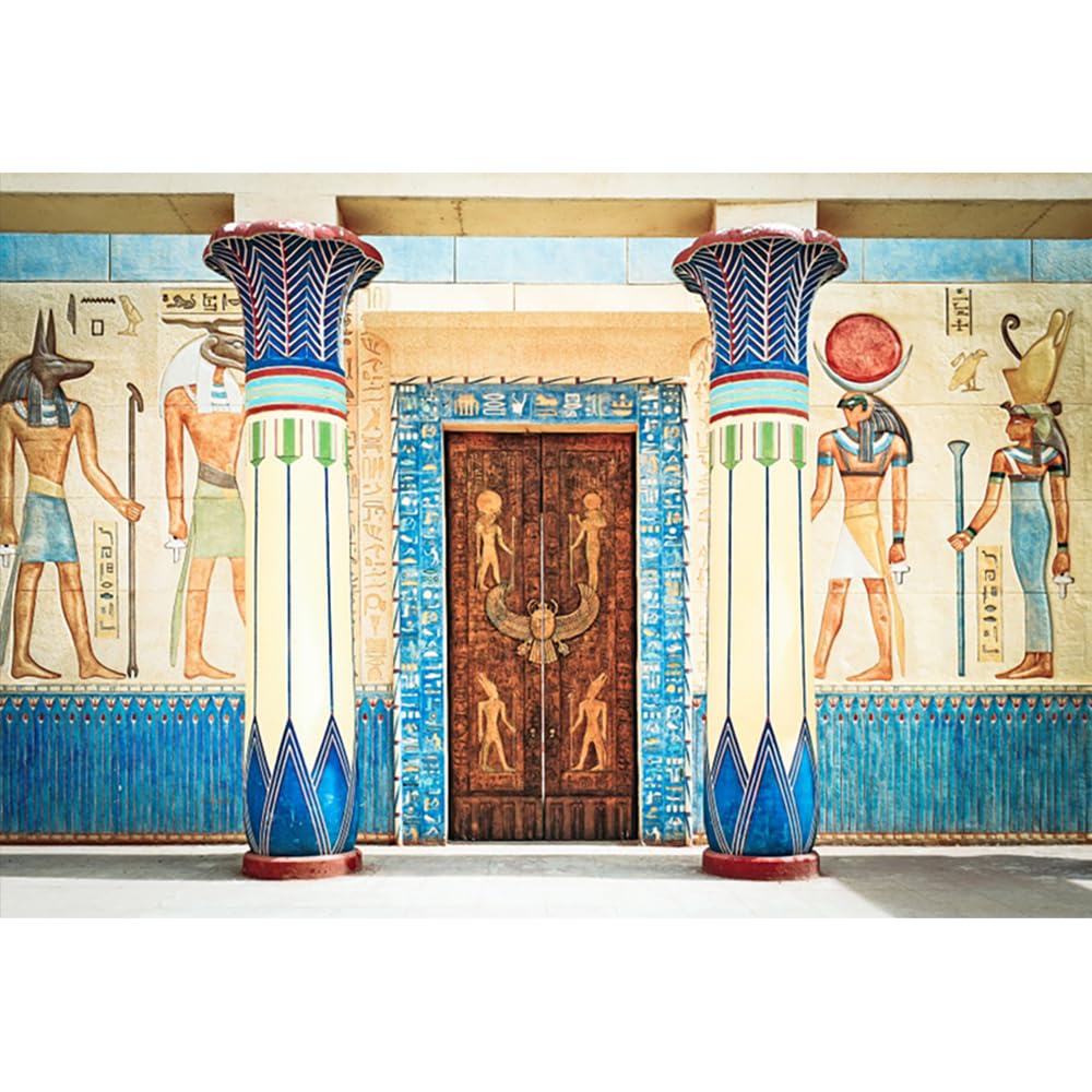 YongFoto 3x2m Vinyl Photography Backdrop Ancient Egypt Scene Murals Pharaoh Temple Hieroglyphic Egyptian Papyrus Backdrops for Photo Shoots Party Adult Kids Baby Portrait Photo Background Studio Props — image 1