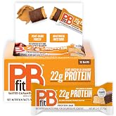 PBfit Protein Bars 2.47 Oz x 12, Salted Caramel Peanut Butter, 22g Protein | Plant-Based, Gluten Free, Dairy Free, No Artificial Sweeteners, 40-30-30 Macros, High Protein, Post-Workout Snack, CrossFit