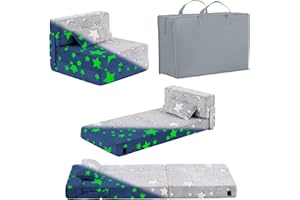 Givjoy Folding Sofa Bed Floor Mattress for Kids with Pillow, Toddler Folding Floor Nap Mat for Sleeping, Child Fold Up Sofa Futon Folding Floor Lounger Chair Bed with Storage Bag