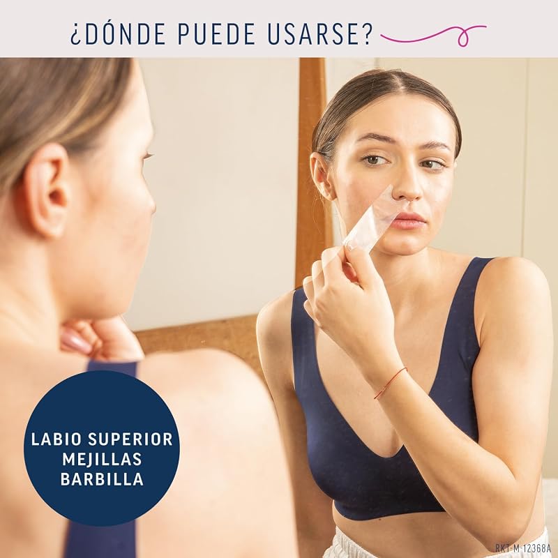 Expert Bandas de Cera Fría Depilatoria para Depilación Facial, Adecuado para Labio Superior (Bigote), con Manteca de Karité, 16 tiras