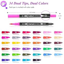 Caliart 34 Double Tip Brush Pens Art