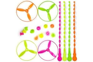 Sepco 50 Pcs Plastic Flying Helicopter Toy Set Flying Twist Disc with Launchers Spinning Bamboo Dragonfly Plastic Propeller for Kids Party Favors Gifts