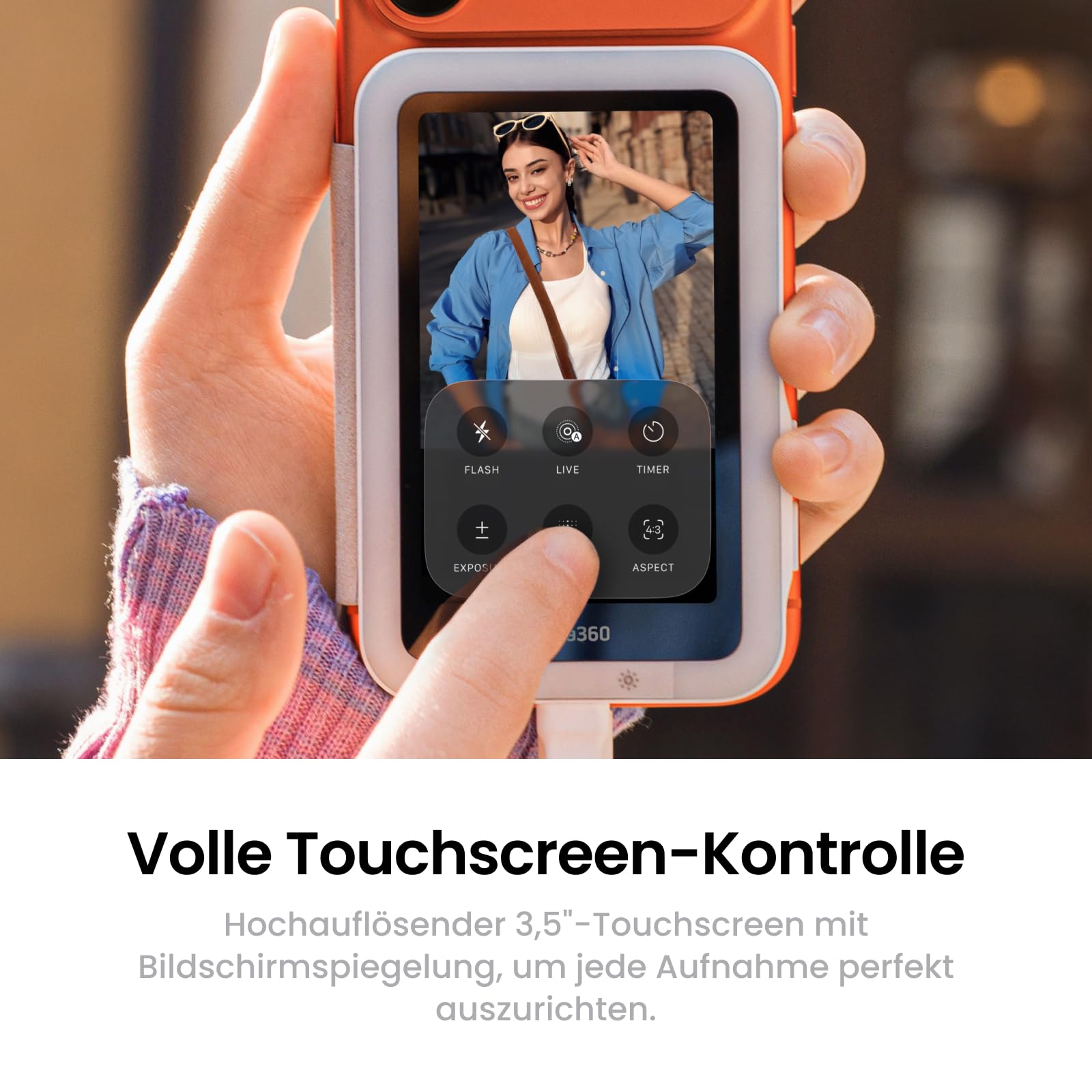 Insta360 Snap Selfie-Bildschirm mit Licht – Magnetischer 4K Selfie-Monitor für Selfies, Vlogging, Kompatibel mit iPhone 15/16/17 Pro, Einstellbares Licht, Touchscreen-Steuerung, Kabel-Sofortverbindung 3