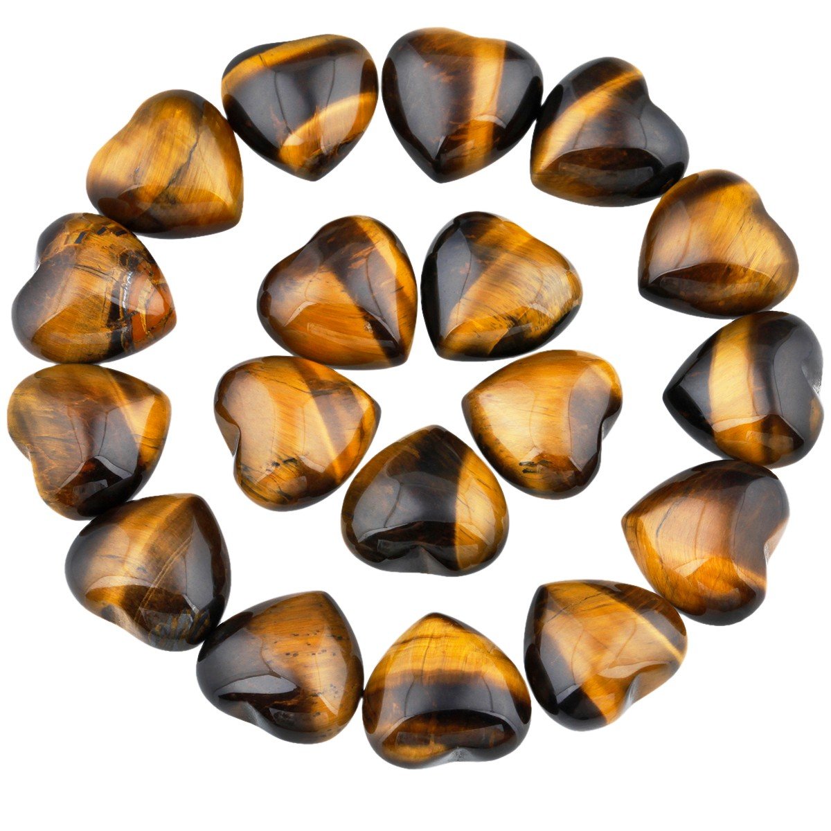 Shanxing 10pcs Natural Tiger's Eye Mini Heart Crystals Set, Small Polished Tigers Eye Heart Stones for Arts and Crafts Healing Crystal Gift Party Room Decor Pocket Love Heart Stone Gift for Women
