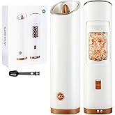 GATGOODS Gravity Electric Salt and Pepper Grinder Set, Adjustable Coarseness, Warm LED Light, One-handed Automatic Operation, Battery Powered, White, Electric Pepper Mills