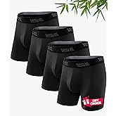 YESWEL Men's Underwear Boxer Briefs, Cool Viscose Made from Bamboo, Moisture Wicking Breathable Soft Comfort Pouch 4 Pack