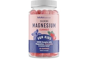 MAV NUTRITION Magnesium Calming Gummies for Kids Relaxation & Natural Wake-Sleep Cycles | Relaxing Magnesium for Kids with Chamomile & Lemon Balm | Non-GMO, Gluten-Free, Third-Party Tested | Calm Gummies 60ct