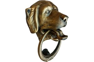 Anatolica Dog Door Knocker, Solid Brass, 6.7 inches, Labrador Retriever Head, Front Door Ornament, Unlacquered Finish (Antique Bronze)