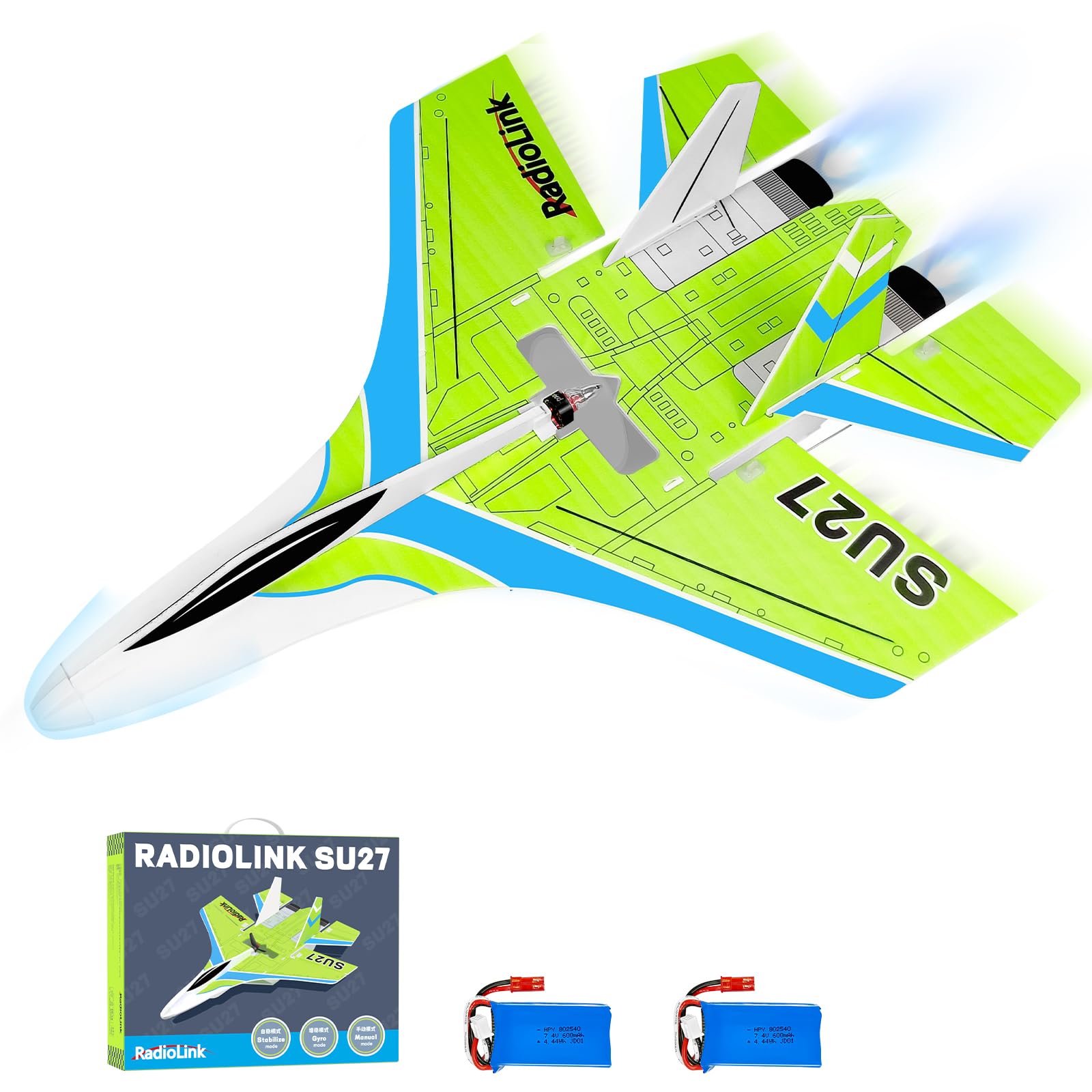 Radiolink SU27 RC Plane PNP 400mm, 2.4GHz 3CH Remote Control Airplane Under 250g with Byme-DB Flight Controller, 3 Flight Modes, Brushless Motor, 2S LiPo, for Beginners & Adults (No TX/RX/Charger)