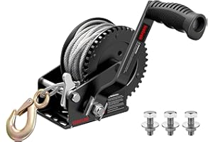 Kolvoii Boat Trailer Winch 1200lbs with 8m (26 Ft) Steel Rope, Hand Winch Two Way Ratchet 4: 1 Gear Winch for Jet Ski Boat Trailer Marine