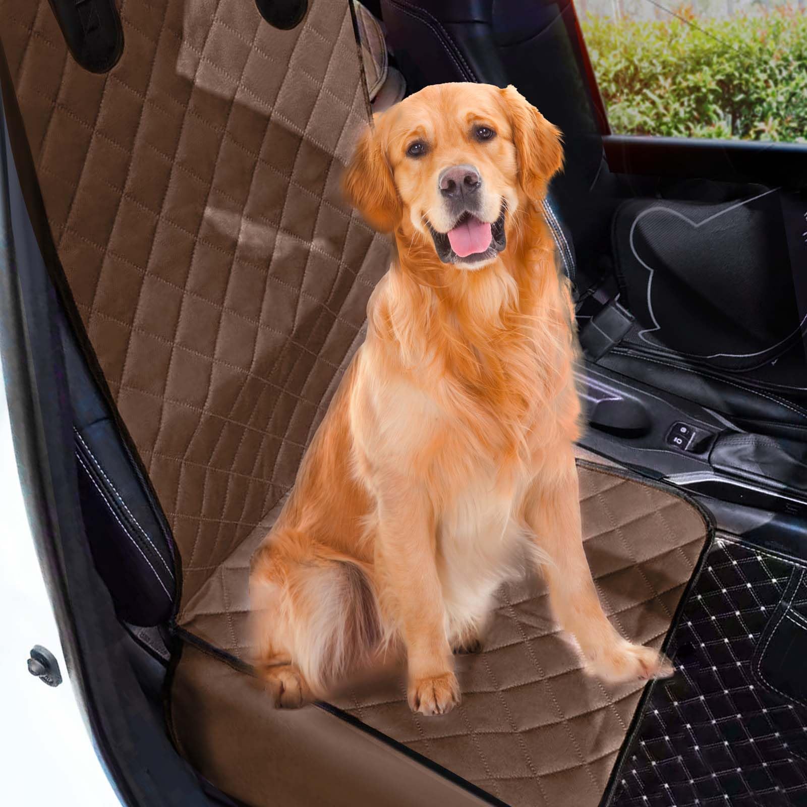 Photo 1 of JLSDT Full Protection Dog Car Seat Cover with Side Flaps Nonslip Scratchproof. Waterproof Front Seat Car Cover Fits for Most Vehicles 1 Pack (brown)
