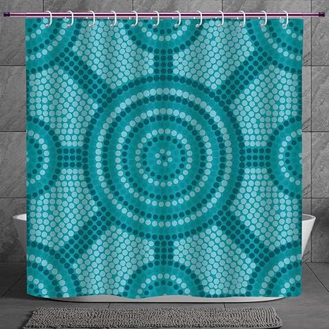 Cool Shower Curtain 2 0 Teal Decor Abstract Aboriginal Dot