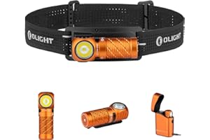 OLIGHT Perun 3 Mini Premium Headlamp 1250 Lumens Flashlight with Type-C Charging Box, Rechargeable Headlight with Red Light Option,Perfect for Working, Hiking, Camping and Climbing (Orange)