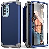 IDweel for Galaxy A52 5G Case with Tempered Glass Screen Protector, Hybrid 3 in 1 Shockproof Heavy Duty Hard PC Cover Soft Silicone Durable Bumper Full Body Cover for Samsung for Galaxy A52,Blue