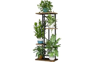 LINZINAR Plant Stand Indoor 4 Tier 5 Potted Multiple Plant Shelf Stands for Garden Corner Balcony Living Room Black