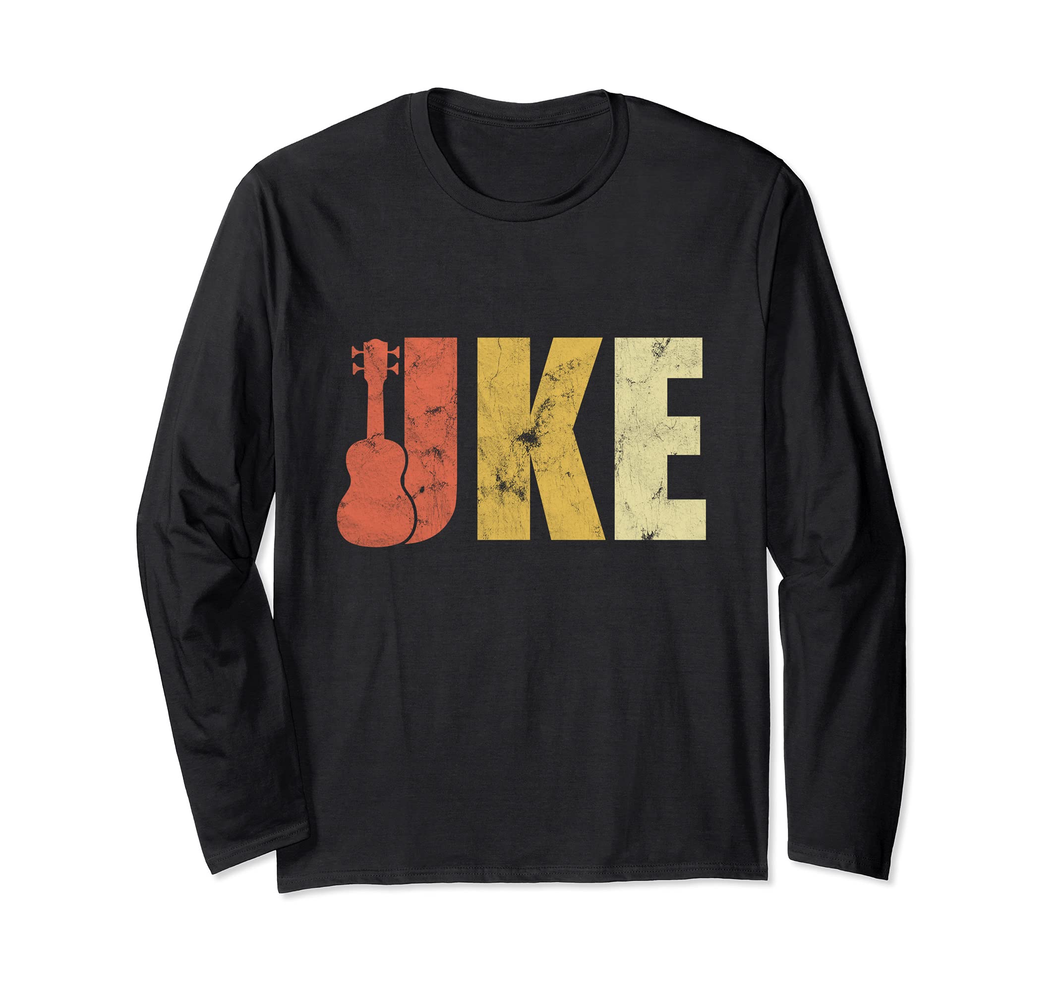 Retro Hawaii Aloha Hawaiian Musician Guitar Uke Acoustic Long Sleeve T-Shirt